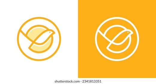 bird and sun element logo design created in line and minimalistic style