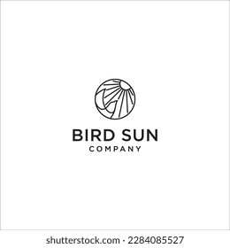 bird sun logo design concept template vector art