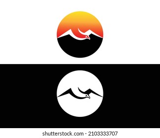 Bird and Sun Logo Design Symbol Vector Illustration Icon.