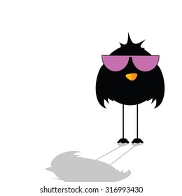bird with sunglasses pink vector