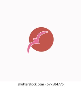 Bird at sunset  icon Vector design. Colored illustration.