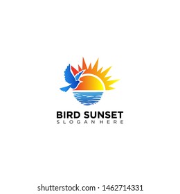 bird with sunset logo templates