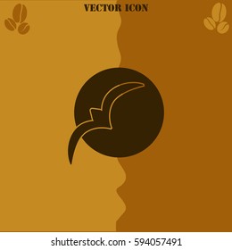 Bird at sunset vector  icon Coffee symbol background.