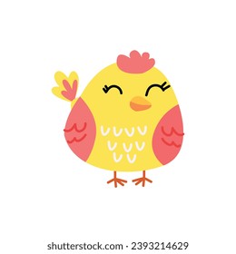  bird surrounded by flowers and leaves in pastel colors. cute and stylized bird