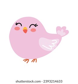  bird surrounded by flowers and leaves in pastel colors. cute and stylized bird