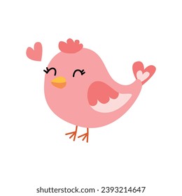  bird surrounded by flowers and leaves in pastel colors. cute and stylized bird