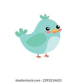  bird surrounded by flowers and leaves in pastel colors. cute and stylized bird