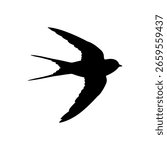 Bird swallow flying silhouette vector flat illustration design.
