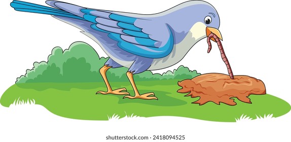Bird swallowing insects vector illustration