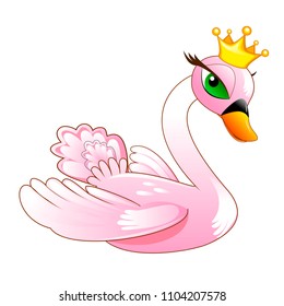 Bird Swan Cartoon Pink Swan On Stock Vector (Royalty Free) 1104207578 ...