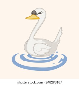 Bird Swan Cartoon Theme Elements Vector,eps