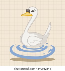 Bird Swan Cartoon Theme Elements Vector,eps