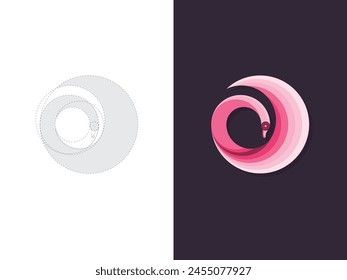 Bird Swan in Circle vector Logo design abstract template golden ratio style. bird, logo, symbol, icon, graphic, vector illustration.