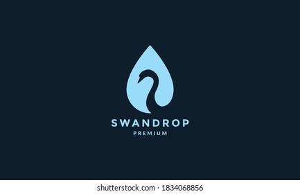 bird swan with drop water  logo vector illustration design