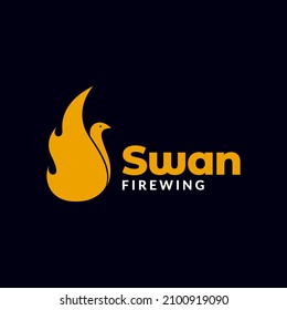 bird swan with fire flame logo design vector graphic symbol icon sign illustration creative idea