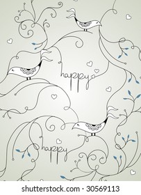 bird and swirl pretty wallpaper