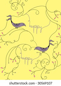 bird and swirl wallpaper
