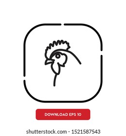 Bird symbol, Chicken outline vector icon, Rooster comb