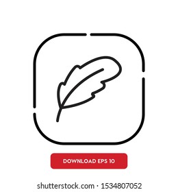 Bird symbol, feather outline vector icon