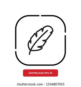 Bird symbol, feather outline vector icon