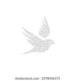 The bird symbol filled with black dots. Pointillism style. Vector illustration on white background