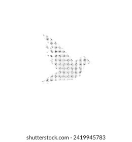 The bird symbol filled with black dots. Pointillism style. Vector illustration on white background