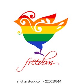 Bird - a symbol of freedom, love and creativity. Vector.