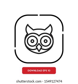 Bird symbol, owl outline vector icon