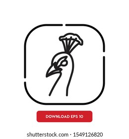 Bird symbol, peacock outline vector icon
