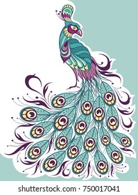 Bird symbol.Peacock illustration