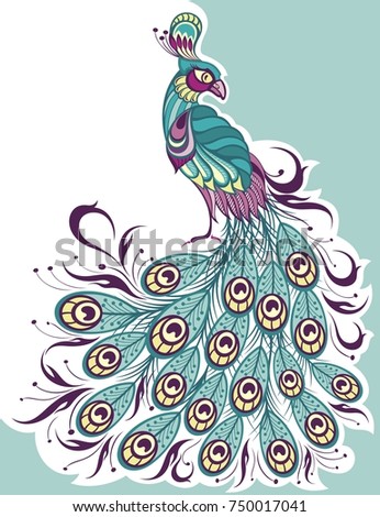 Bird symbol.Peacock illustration