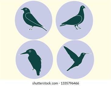 bird symbols, bird icons, vector and illustration