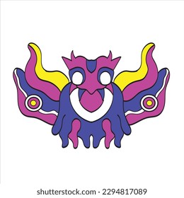 Bird tail Psychedeic Ornament Colorful Illustration