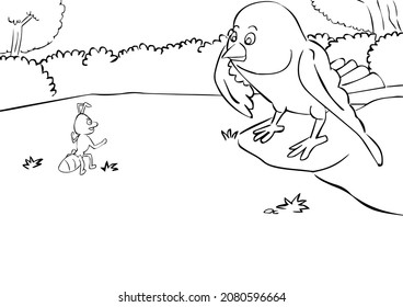An Bird Talking To An Ant A Coloring Page. Ants are common insects, but they have some unique capabilities. More than 10,000 known ant species occur around the world