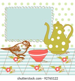 Bird and tea in the kitchen