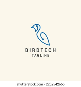 Bird tech logo design icon vector