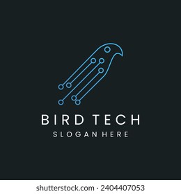 Bird tech style logo icon design template flat vector