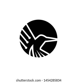 bird with technology logo template
