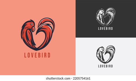 Bird template design logo with love symbol
