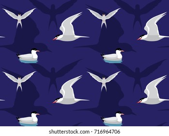 Bird Tern Set Cartoon Seamless Wallpaper