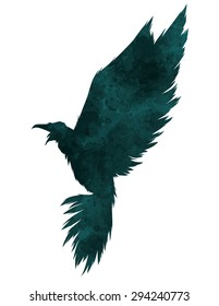Bird textured silhouette.Vector illustration.