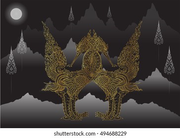 bird thai tradition style vector