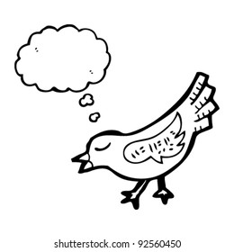 bird with thought bubble cartoon