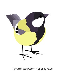 Bird titmouse, color vector clip art
