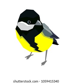 Bird titmouse vector illustration, bird on white background