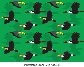 Bird Toucan Flying Various Seamless Wallpaper Background