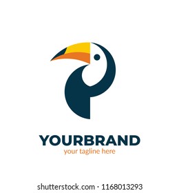 Bird Toucan logo icon symbol. Clean shape toucan bird head vector logo