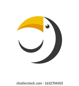 Bird toucan logo icon symbol. Clean shape toucan bird head vector logo isolated on white background