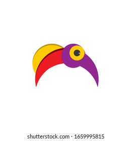 Bird Toucan logo icon symbol. cute and colorful vector illustration of toucan bird. isolated on a white background