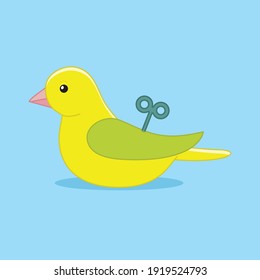 juguete de pájaro con fondo azul 